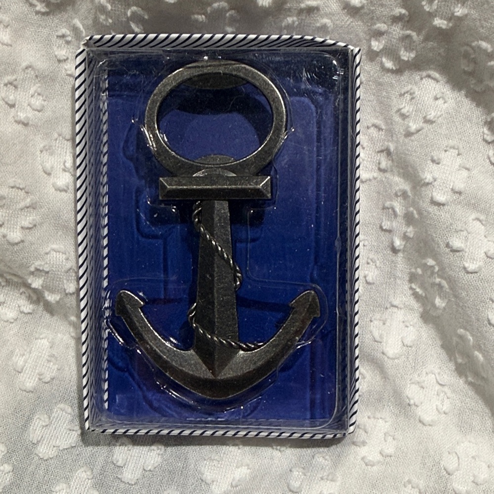 Kate Aspen Pewter-Finish Metal Anchor Bottle Opener with Rope Detail